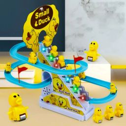 Duck Slide Toy Set, Automatic Stair-Climbing Race Track Set, Lights & Musical-image-71