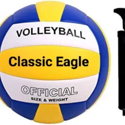 Classic Eagle Soft Synthetic Rubber Volleyball Size-4 with Air pump (Pack of 1) Volleyball - Size: 4-15