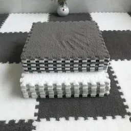 Grey, White Velvet, Rubber Carpet-image-78