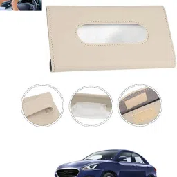 Beige Leatherite Rectangle Shape Fancy Design Tissue Dispencer For Car-176 Vehicle Tissue Dispenser-21