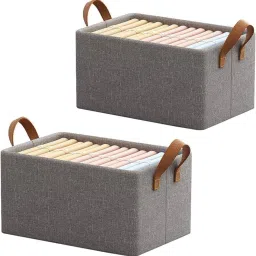 Polyester Clothes Storage Basket, Double-Layer, Metal Frame, 26L Capacity, Storage bag Storage Basket-image-9