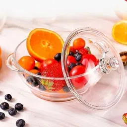 Glass Storage Bowl Glass Casserole Deep Round-42