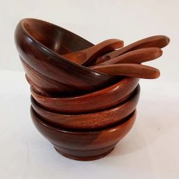 Wooden Serving Bowl Whit Wooden Spoons-Decorative Cute Bowl Natural Wood Snack Bowl-19