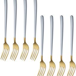 Stainless Steel Forks Cutlery Set for Home, Kitchen & Restaurant (White, 8 Pcs) Stainless Steel Dinner Fork Set-40