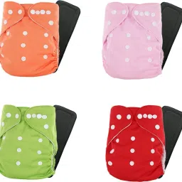 Waterproof Reusable Washable Cloth Diaper Nappies with Insert - L - XL (Pack of 4 diaper + 4 Inserts)-image-72