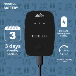 TechBox 4G Wireless Dongle | Multi SIM Compatible, 2100mAh Battery 150 Mbps Data Card ,Calls not Supported image 5