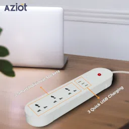AZIOT 3 Socket + USB Smart Extension - Wifi/Bluetooth Communication- Power Monitoring Smart Power Strip image 3