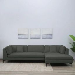 casacraft from pepperfry Belita Fabric LHS Sectional Sofa (3 + Lounger) in Pebble Grey Colour-picture-9