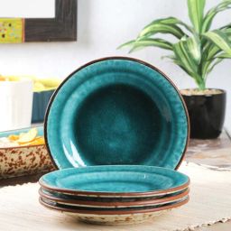 Peacock Green 7 Inch (Set of 4) Ceramic Quarter Plate by VarEesha-picture-14