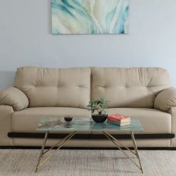 casacraft from pepperfry Galliano Metal Coffee Table In Matte Gold Finish With Onyx Green Porcelain Top-picture-49