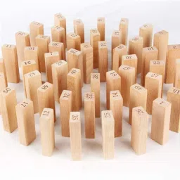 meesaj Wooden Blocks 54 Pcs – Tumbling Tower Stacking Game with 4 Dices – Puzzle Game image 2
