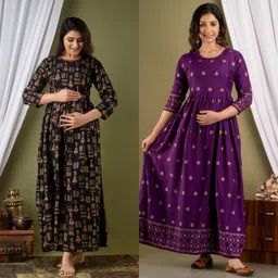 mialo fashion Pack of 2 Women Printed Cotton Rayon Anarkali Kurta-picture-15