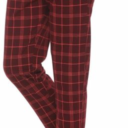 Women Checkered Maroon Track Pants-image-5