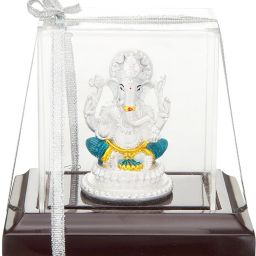 999 Pure Silver Ganesha/Vinayaka Beautiful Idol/Statue/Murti with Acrylic Base for Pooja/Gift Item for ospicious occassions Decorative Showpiece-12 cm-image-48