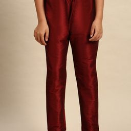Sanwara Boys Maroon Solid Ethnic Silk Pyjama-picture-54