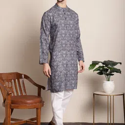 Anouk Grey Paisley Printed Regular Straight Kurta With Pyjamas-picture-35