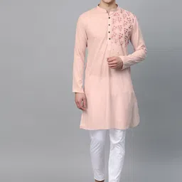 See Designs Floral Embroidered Straight Pure Cotton Kurta with Pyjamas-image-6