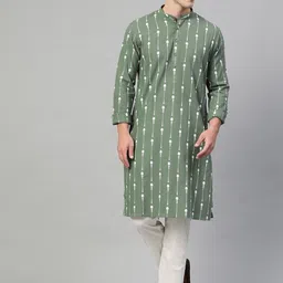 See Designs Men Ethnic Motifs Printed Pure Cotton Kurta With Pyjamas-image-22