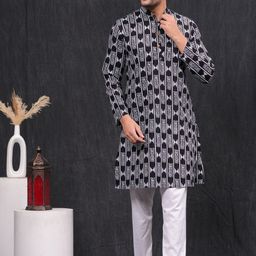 Hues Fab Men Printed Regular Pure Cotton Kurta with Pyjamas-picture-9