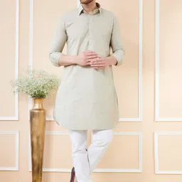 See Designs Regular Long Sleeves Shirt Collar Pure Cotton Kurta with Pyjamas-picture-33