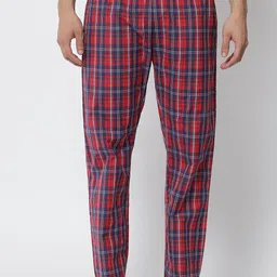 FFLIRTYGO Men Red Checked Cotton Lounge Pants-15