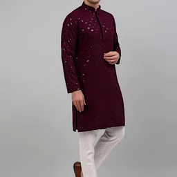 Jompers Sequined Embroidered Kurta with Pyjamas image 4