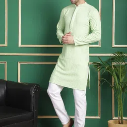 Anouk Embroidered Regular Thread Work Kurta With Pyjamas image 5