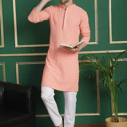 Anouk Embroidered Regular Thread Work Kurta With Pyjamas image 1