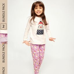 frangipani Girls Pink & Black Printed T-shirt with Pyjamas-image-56