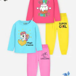 YK X Trampoline Girls Pack Of 2 Printed T-shirt With Pyjamas-32
