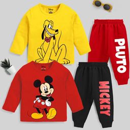KUCHIPOO Kids Pack Of 2 Mickey & Pluto Printed T-shirt with Pyjamas-40