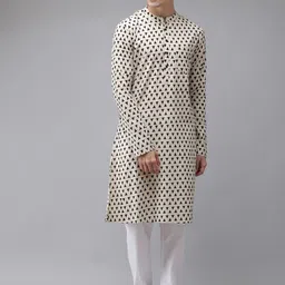 See Designs Men Beige Printed Pure Cotton Kurta with Pyjamas-picture-11