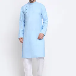 KRAFT INDIA Men Angrakha Pure Cotton Kurta with Trouser-picture-4