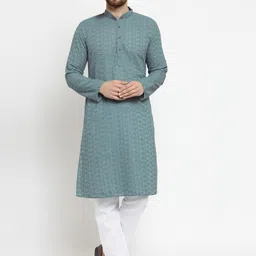 TREEMODA Men Grey Pure Cotton Kurta With Pyjamas-19
