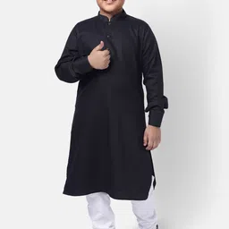 NAMASKAR Boys Black Regular Pure Cotton Kurta with Pyjamas-18
