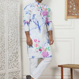 Jompers Floral Printed Straight Pure Cotton Kurta with Pyjamas image 1