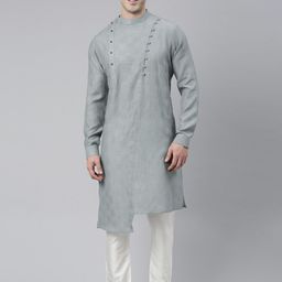 TheEthnic.Co Regular High Neck Asymmetrical Kurta with Pyjamas-55