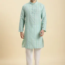 Stuffie Land Geometric Printed Regular Pure Cotton Kurta with Pyjamas-image-58