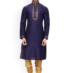 RG DESIGNERS Men Violet Empire Kurta with Churidar-image-17