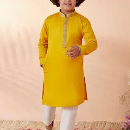 Manyavar Boys Mustard Yellow Kurta with Pyjamas-32
