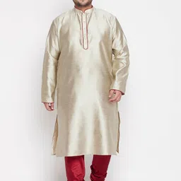 VASTRAMAY Men Plus size Beige Kurta with Pyjamas-20