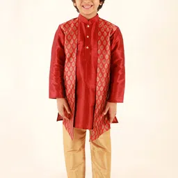 JBN Creation Boys Ethnic Motifs Layered Kurta with Pyjamas-13