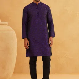 SOJANYA Geometric Woven Design Regular Straight Kurta With Churidar-picture-4
