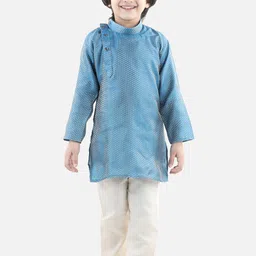 BownBee Boys Blue Ethnic Motifs Regular Kurta with Pyjamas-image-36