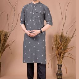 SHIWAM ETHNIX Ethnic Motifs Printed Band Collar Straight Kurta with Pyjamas-picture-20