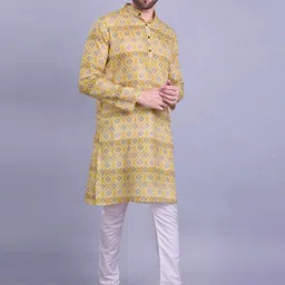 SHIWAM ETHNIX Mandarin Collar Floral Printed Regular Straight Kurta with Pyjamas-picture-25