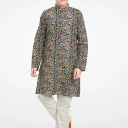 BAESD Boys Ethnic Motifs Printed Mandarin Collar Regular Kurta With Pyjamas-12