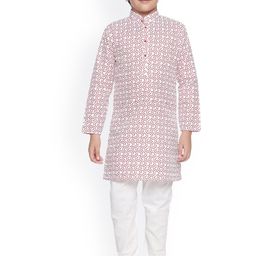Jeetethnics Boys White Printed Regular Kurta with Pyjamas-56