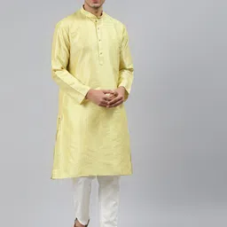 MANQ Men Green Striped Regular Kurta with Pyjamas-picture-5