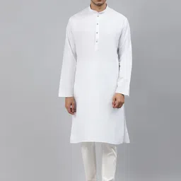 MANQ Men White Striped Regular Kurta with Pyjamas-picture-11